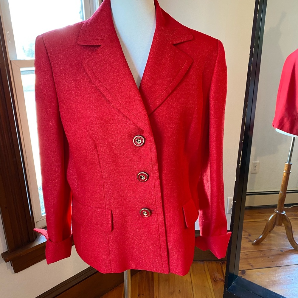 Evan Picone Red Blazer light jacket coat size 16